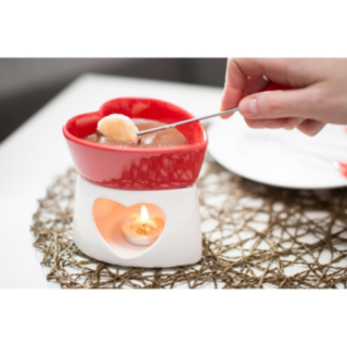 Hjärformad Chokladfondue Röd/Vit
