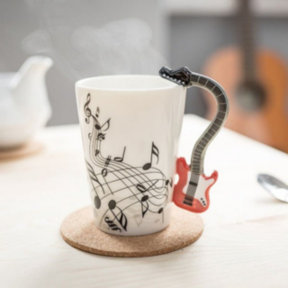 Gitarr Porslinsmugg Vit/Röd