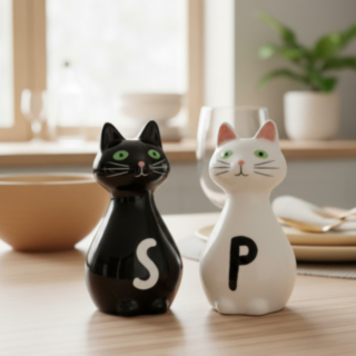 Katt Salt- & Pepparkar Svart/Vit
