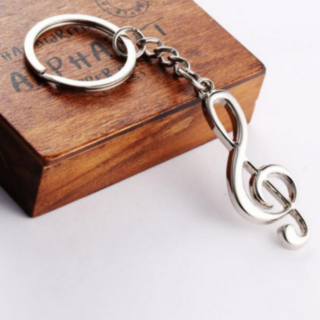 Musiknot Nyckelring Silver