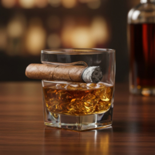 Whiskyglas Med Cigarrhållare