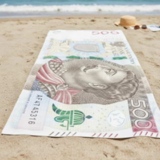 500 Zloty Polsk Sedel Strandhandduk