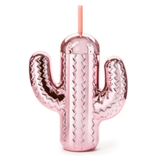 Kaktus Cocktailmugg Med Sugrör Roséguld