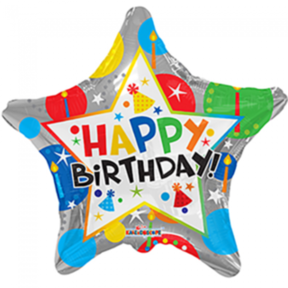 Stjärna Happy Birthday Folieballong