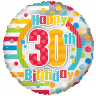 Rund Happy 30th Birthday Folieballong