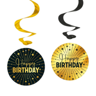 Happy Birthday Golden Celebrations Swirls