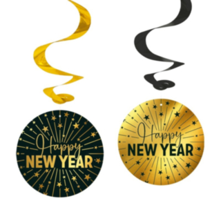 Happy New Year Golden Celebrations Swirls