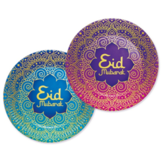 Eid Mubarak Papperstallrikar Lila/Blå