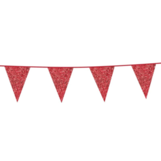 Glitter Flaggirlang Röd