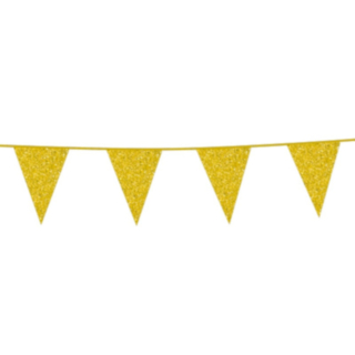 Glitter Flaggirlang Guld