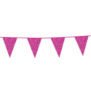 Glitter Flaggirlang Rosa