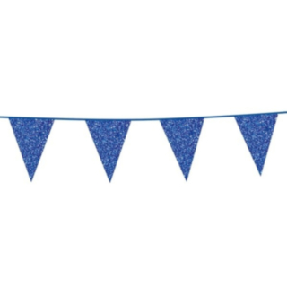 Glitter Flaggirlang Blå