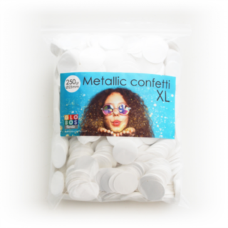 Rund Konfetti Metallic Vit