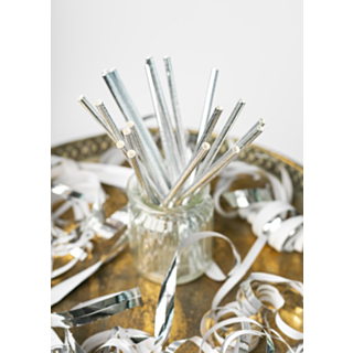 Papperssugrör Silver Metallic