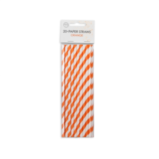 Randiga Papperssugrör Orange