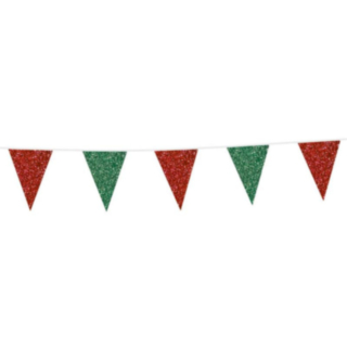 Vimpel Flaggirlang Glitter Grön/Röd