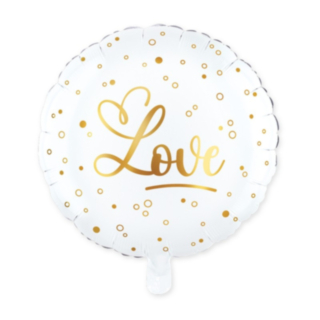 Love Rund Folieballong Guld/Vit