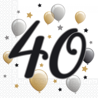 40 År Ballonger Servetter