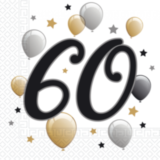 60 År Ballonger Servetter