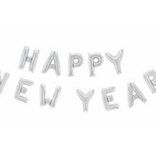 Happy New Year Folieballonger Silver