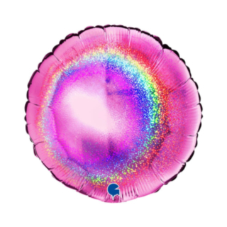 Glitter Rund Folieballong Fuchsia