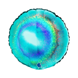 Glitter Rund Folieballong Tiffany Turkos