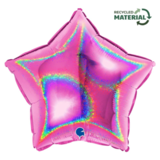 Stjärna Folieballong Holografisk Fuchsia