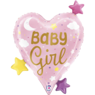 Baby Girl Hjärta Folieballong