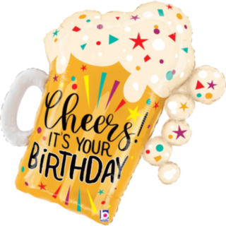 Ölglas Happy Birthday Folieballong