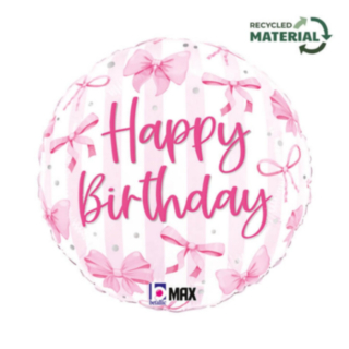 Happy Birthday Rosett Folieballong Ljusrosa