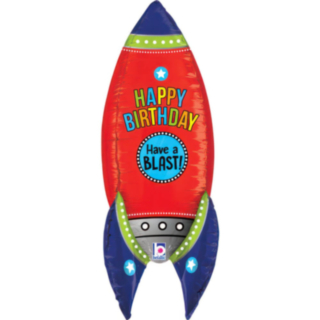 Rymdraket Happy Birthday Folieballong