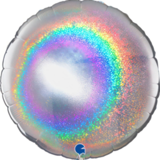Rund Folieballong Holografisk Silver