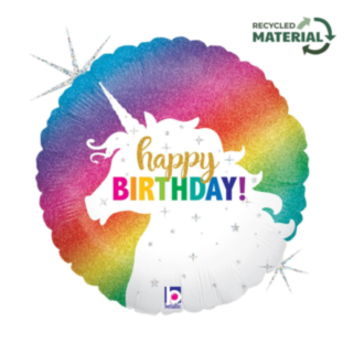 Glitter Enhörning Happy Birthday Folieballong