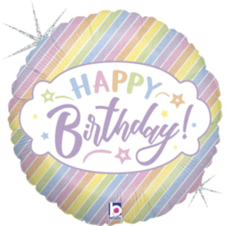 Happy Birthday Pastell Regnbåge Folieballong