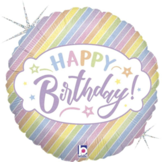 Happy Birthday Pastell Regnbåge Folieballong