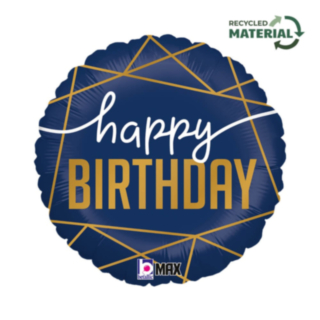 Happy Birthday Folieballong Blå