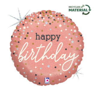 Happy Birthday Folieballong Roséguld
