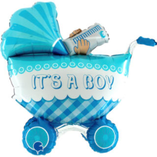 Baby Pojke Barnvagn Folieballong
