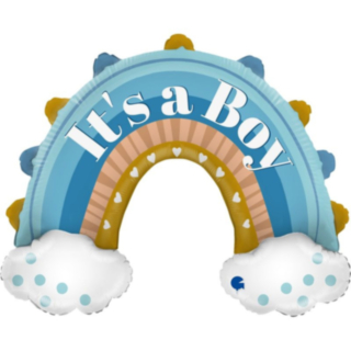 It's A Boy Regnbåge Folieballong Ljusblå