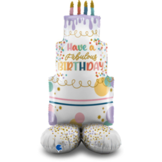 Tårta Happy Birthday Stående Folieballong