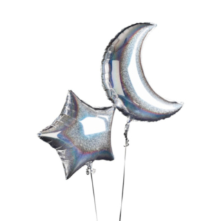 Måne & Stjärna Folieballonger Silver