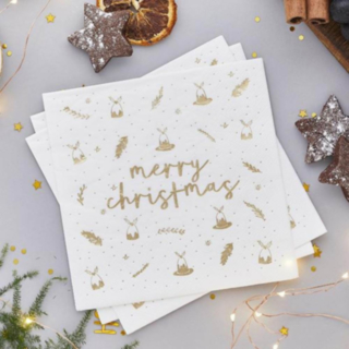 Merry Christmas Servetter Guld