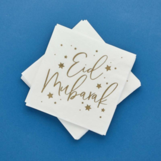 Eid Mubarak Servetter Vit/Guld