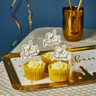 Eid Mubarak Matpinne Vit/Guld