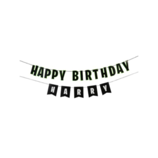 Happy Birthday Banner Grön/Svart