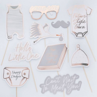 Babyshower Selfie Props Grå/Roséguld