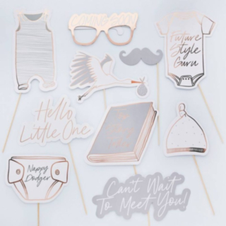 Babyshower Selfie Props Grå/Roséguld