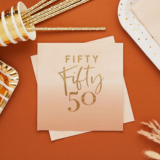 50 År Servetter Rosa