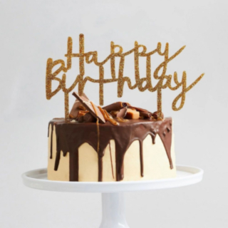 Happy Birthday Akryl Tårtdekoration Guld