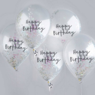 Happy Birthday Konfetti Ballonger Skimrande